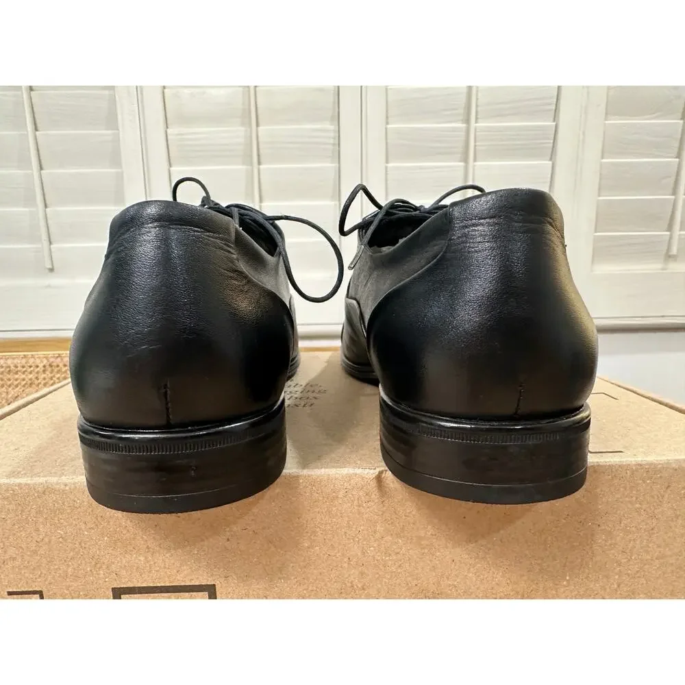 Massimo Matteo Oxford Cap Toe Ball Classic Dress Shoe Black Leather Size 8 NWOB